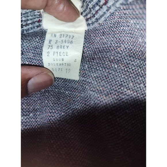 70's Vintage 3PC Red, Black, White & Grey Plaid Polyester Suit  Montgomery Ward - Picture 8 of 13